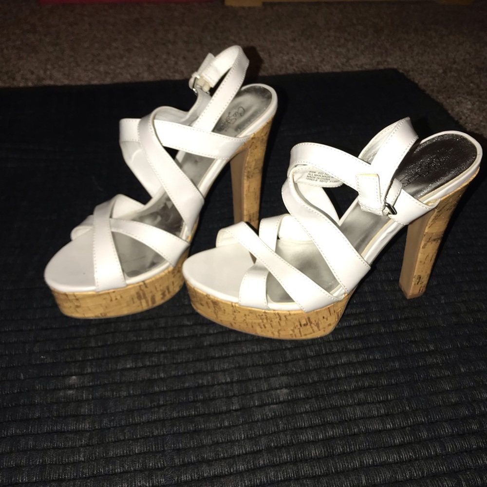 White strappy heels